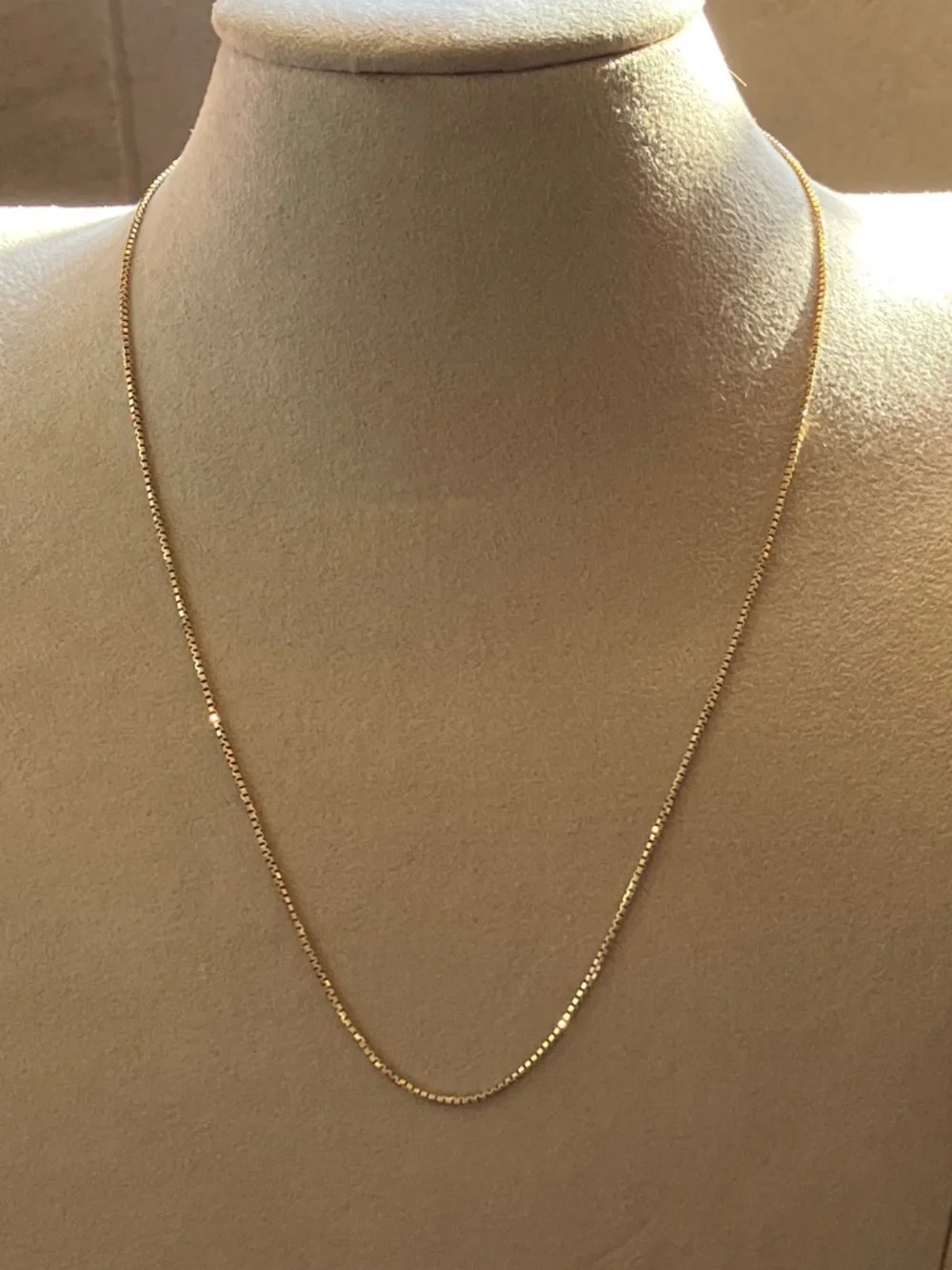 Gold Box Chain Necklace 14K